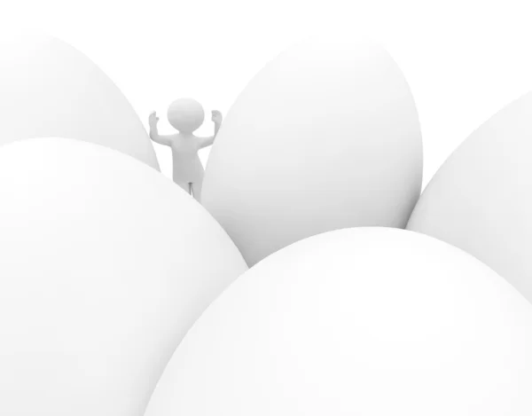 Pessoa e ovos brancos — Fotografia de Stock