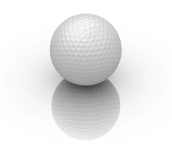 Bola de golfe na reflexão branca — Fotografia de Stock