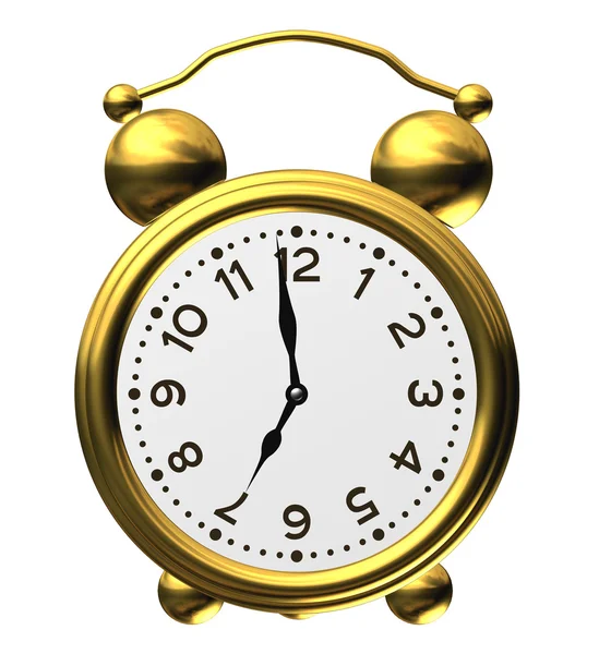 Relógio de alarme clássico no branco — Fotografia de Stock