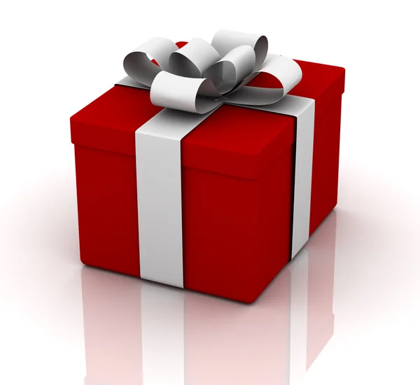 Caja de regalo roja en blanco Imagen de archivo