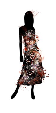 The girl in a dress clipart