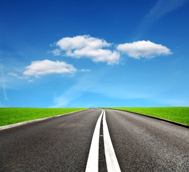 Picture of empty countryside road clipart