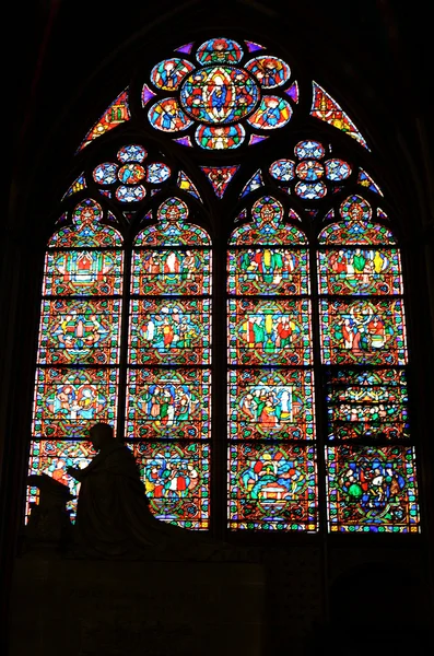 Stained-glass window of Notre Dame de Paris — Stock Photo, Image