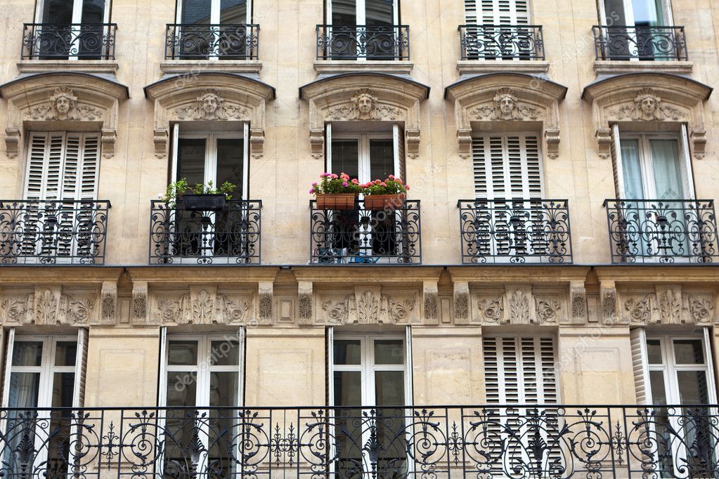 Apartment building with balcony in Paris — Stock Photo © WDGPhoto #5548578