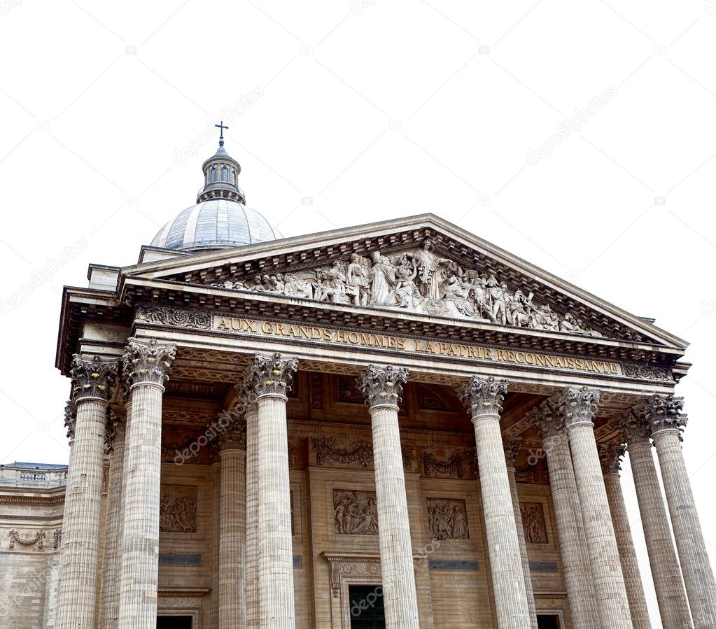 Pantheon in Paris on white background