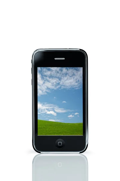 Preto, em branco, negócios, botão, chamada, celular, celular, celular, se comunicar — Fotografia de Stock
