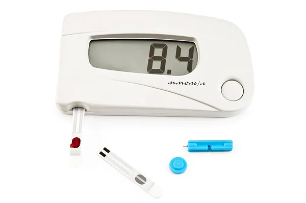 Glucometer white with stripes and needle — Stock Photo, Image