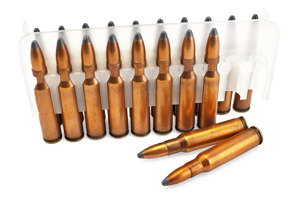 Munition für die automatischen Waffen im Paket — Stockfoto