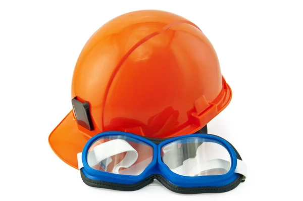 Helm oranje en goggles — Stockfoto
