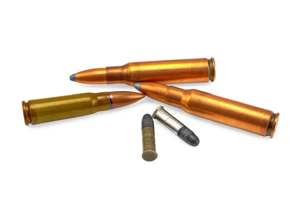 Diverse munizioni per le armi automatiche e di piccolo calibro — Foto Stock