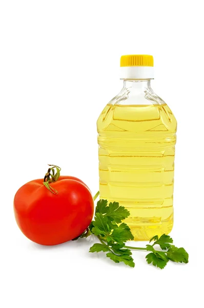 Vegetable oil with parsley and tomato — Stock Photo, Image