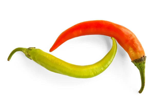 Groen en oranje hete peper — Stockfoto