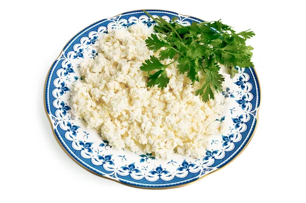 Cottage cheese and parsley — Stock Photo, Image