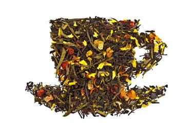 Mixture of dry tea in a cup clipart