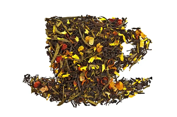 Směs suchého čaje v šálku — Stock fotografie