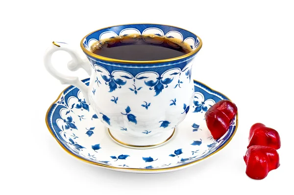 Кофе в синей чашке с желе — стоковое фото