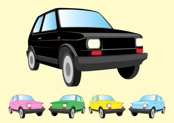 Multiple colored mini cars — Stock Vector