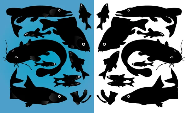 Balık silhouettes — Stok Vektör