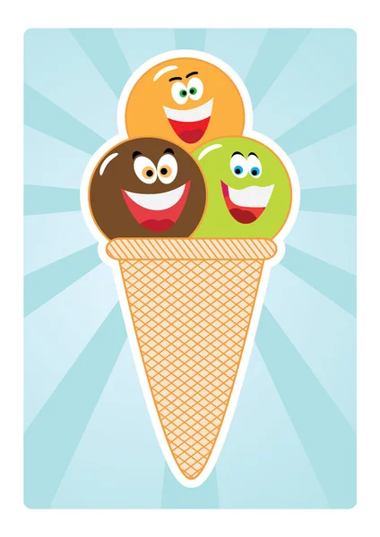 Barevné zmrzlinových kornoutů — Stockový vektor