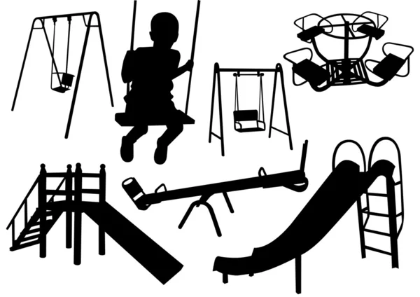 Silhouette d'aire de jeux pour enfants — Image vectorielle