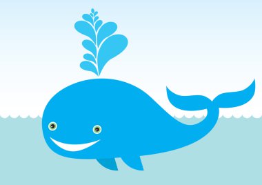 Big cartoon whale - vector clipart