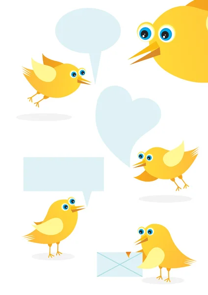 Gli uccelli parlano messaggio — Vettoriale Stock