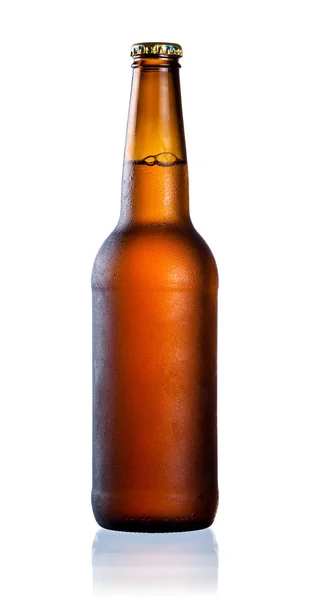 水ドロップ ・ コンデンセート whi の分離で満ちている瓶の茶色 — ストック写真