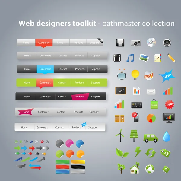 Kit de herramientas de diseñadores web - colección pathmaster — Vector de stock