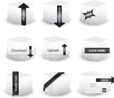 3D box icons clipart