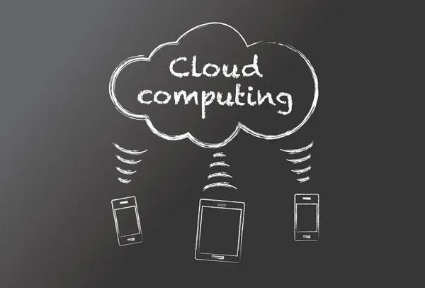 Tableau noir - cloud computing — Image vectorielle