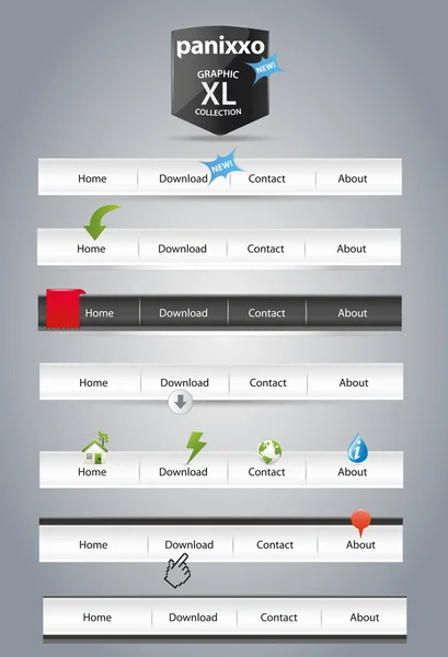 Série Panixxo - menus et icônes de navigation — Image vectorielle