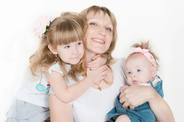 Happy mum with two daughters — Stock Photo, Image