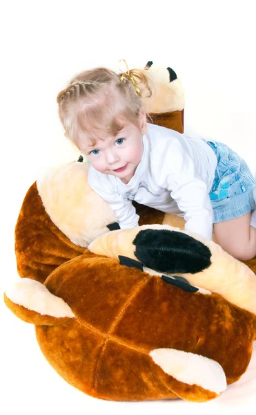 The girl and bear — Stock Photo, Image