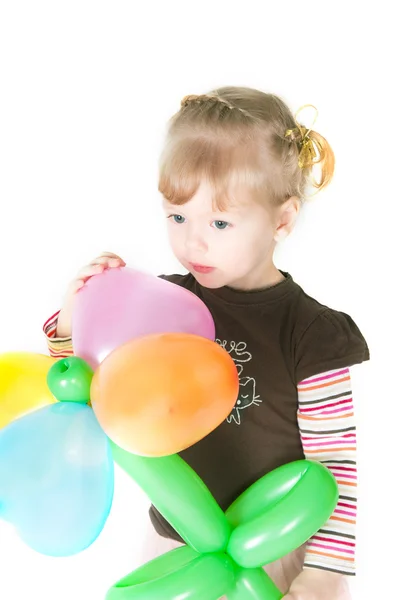 Kleines Mädchen mit Luftballons Blume — Stockfoto