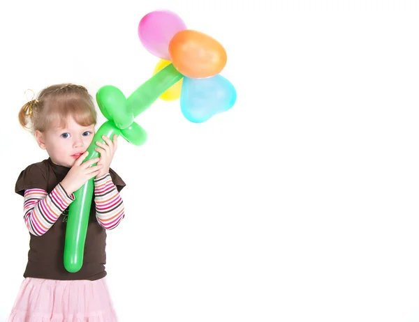 Meisje met baloons bloem — Stockfoto