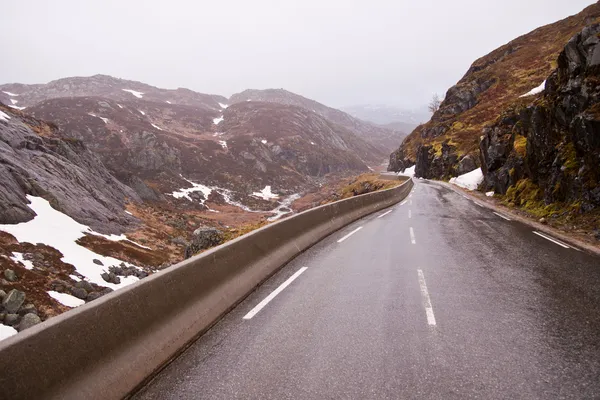 stock image Norwegian road during bad weather