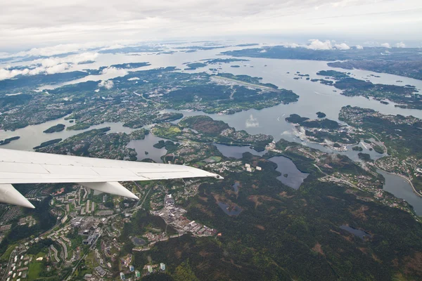 飛行機から見たノルウェーのフィヨルド — ストック写真