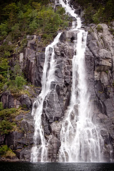 stock image Waterfall on the bank of Lysefjorden in Norway