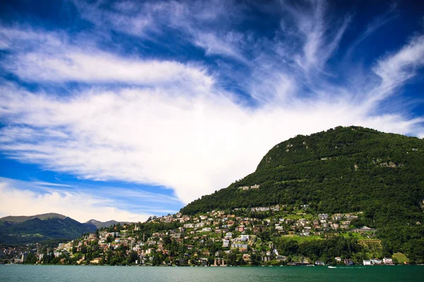 Lugano città sul lago Lugano — Foto Stock