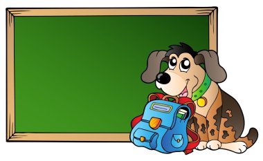 Board with dog and school bag clipart