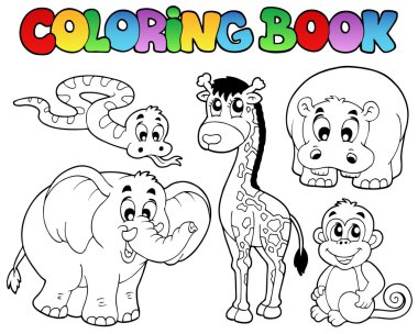 Coloring book with African animals clipart