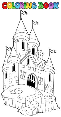 Coloring book with castle 1 clipart