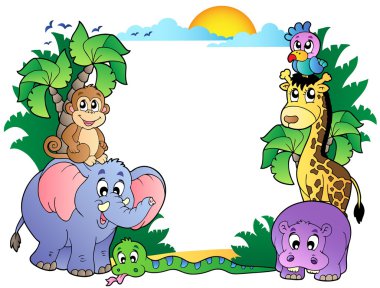 Frame with cute African animals clipart