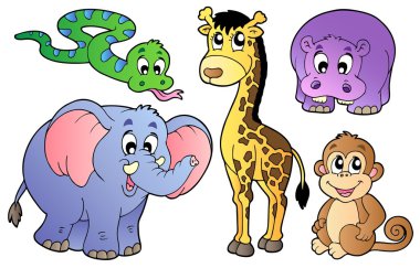 Set of cute African animals clipart