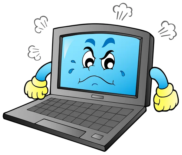 Cartoon boos laptop — Stockvector