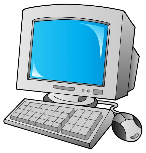 Cartoon desktopcomputer — Stockvector