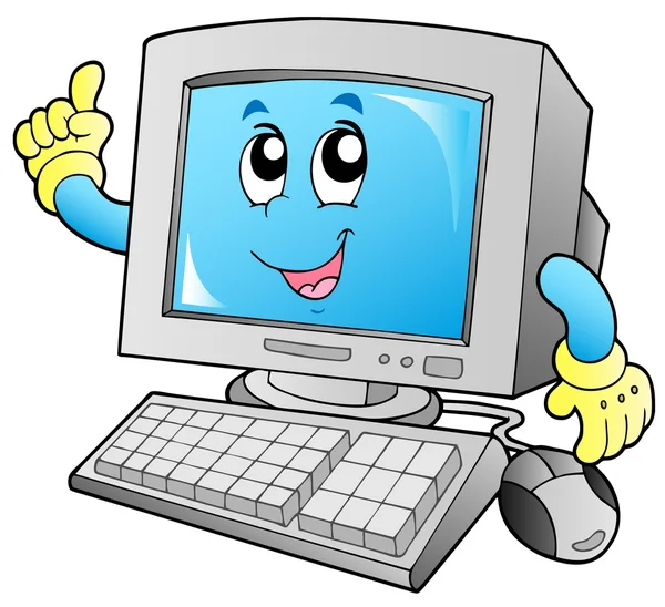 Dessin animé ordinateur de bureau souriant — Image vectorielle