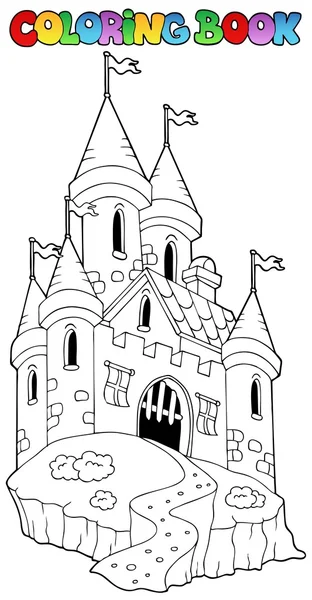 Libro da colorare con castello 1 — Vettoriale Stock