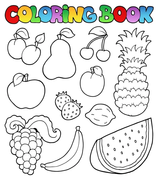 Coloring book with fruits images — Stock Vector