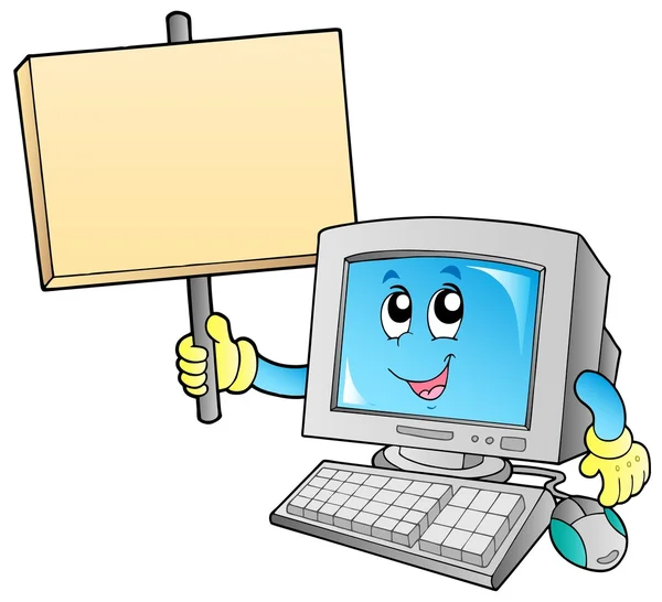 Desktop computer with blank board — Stock Vector